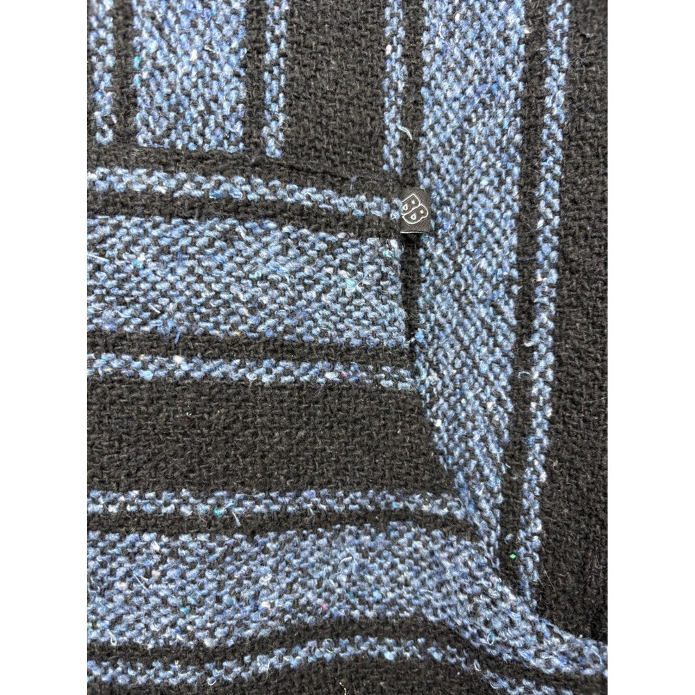 Baja Billys Blue Black Striped Baja Hoodie Drug Rug Pullover Large - Picture 6 of 6